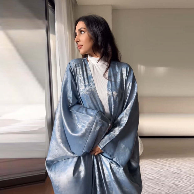 Satin Modest Open Front Abaya