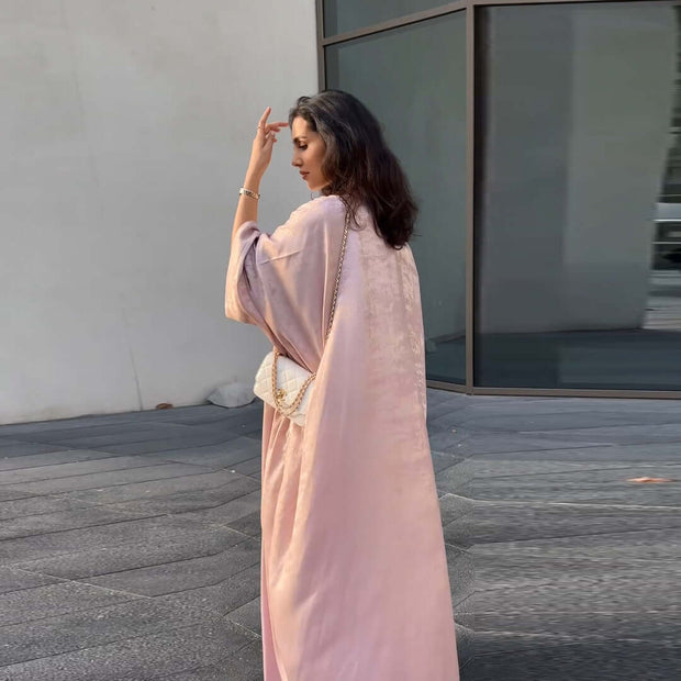Satin Modest Open Front Abaya