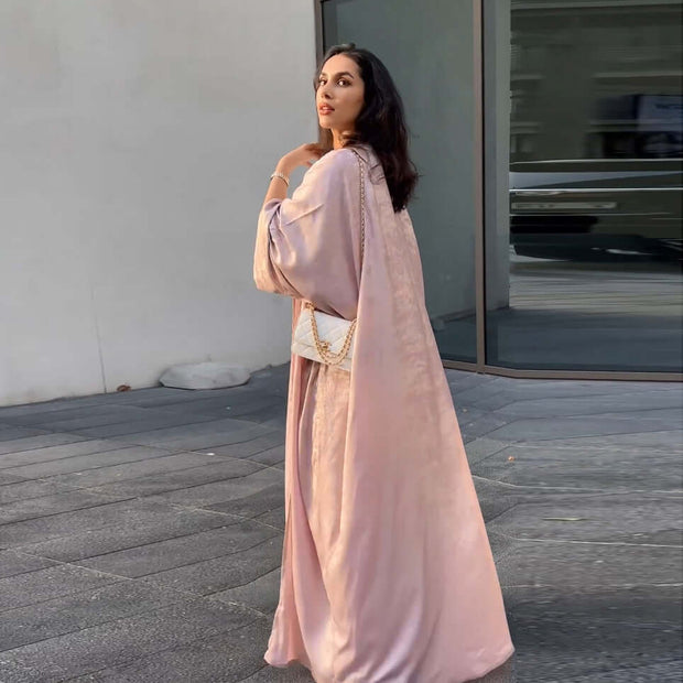 Satin Modest Open Front Abaya