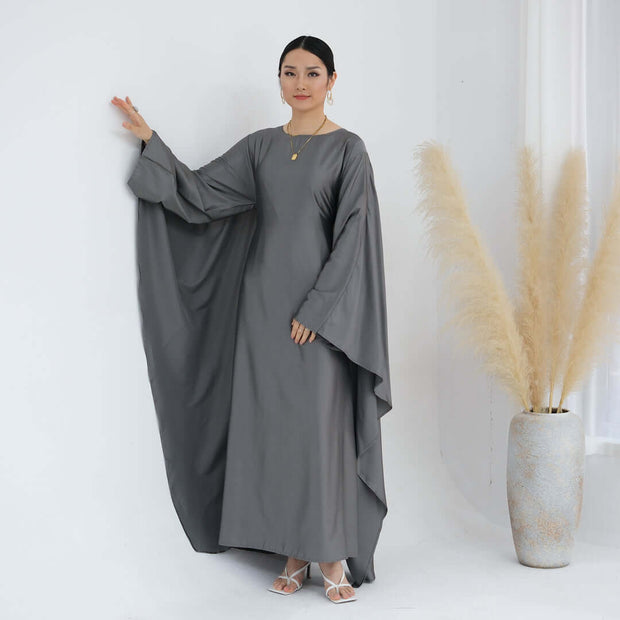 Solid Color Drawstring Butterfly Abaya