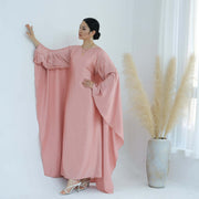 Solid Color Drawstring Butterfly Abaya