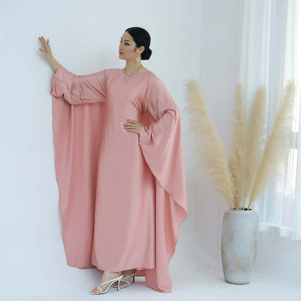 Solid Color Drawstring Butterfly Abaya