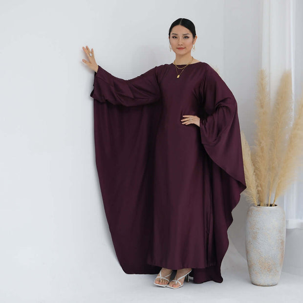 Solid Color Drawstring Butterfly Abaya
