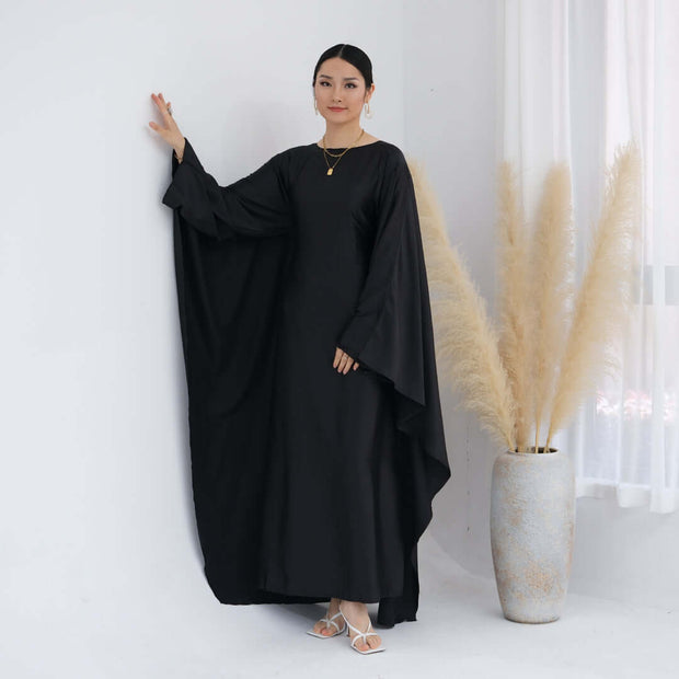 Solid Color Drawstring Butterfly Abaya