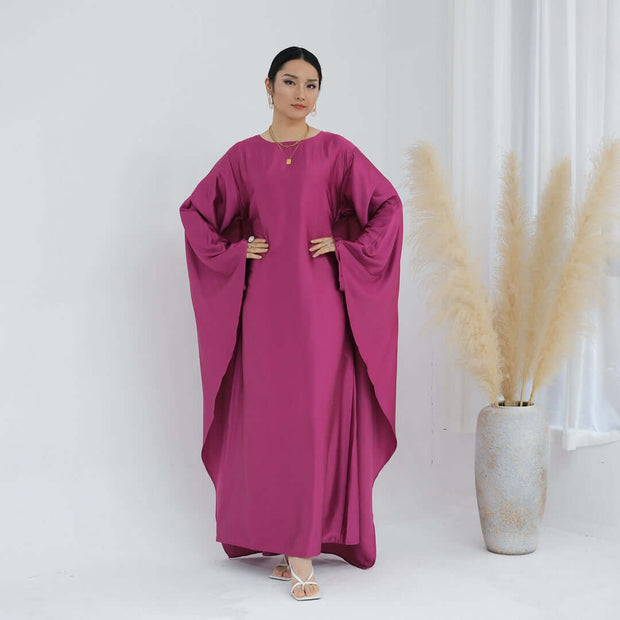 Solid Color Drawstring Butterfly Abaya