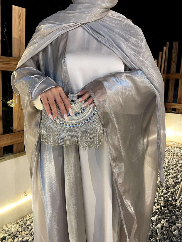 Solid Color Organza Minimalist Abaya Sets