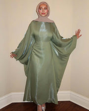 Luxury Satin Maxi Butterfly Abaya Plus Size Women's Modest Dress