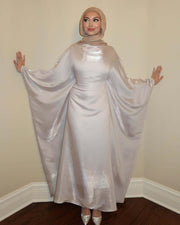 Luxury Satin Maxi Butterfly Abaya Plus Size Women's Modest Dress