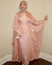 Luxury Satin Maxi Butterfly Abaya Plus Size Women's Modest Dress