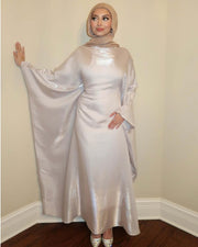 Luxury Satin Maxi Butterfly Abaya Plus Size Women's Modest Dress