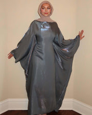 Luxury Satin Maxi Butterfly Abaya Plus Size Women's Modest Dress