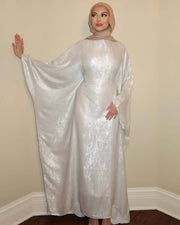 Luxury Satin Maxi Butterfly Abaya Plus Size Women's Modest Dress