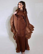 Upgraded Butterfly Abaya Dress with Pleated Floral Ruffle Sleeves