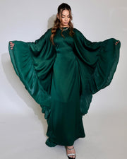 Upgraded Butterfly Abaya Dress with Pleated Floral Ruffle Sleeves