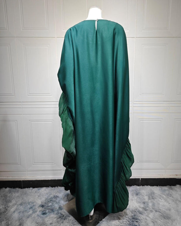 Upgraded Butterfly Abaya Dress with Pleated Floral Ruffle Sleeves
