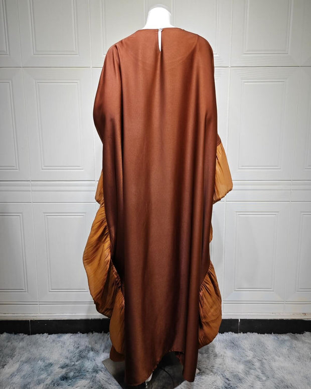 Upgraded Butterfly Abaya Dress with Pleated Floral Ruffle Sleeves