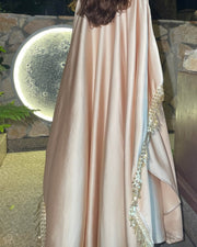 Premium Satin Tassel Butterfly Abaya Dress 2-Piece Set