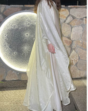 StarLight Pearl Organza Open Abaya Dress 2-Piece Set