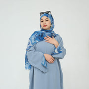 Nida Abaya with Printed Cuffs and Hijab