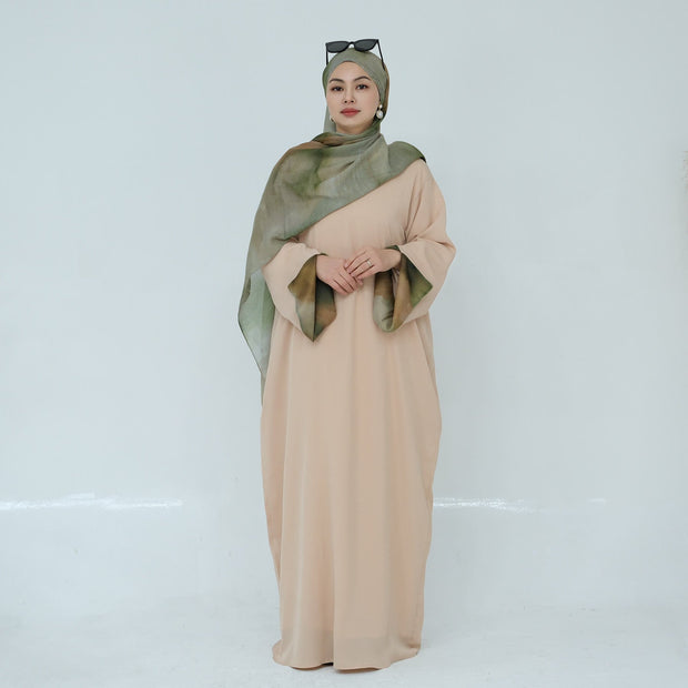 Nida Abaya with Printed Cuffs and Hijab