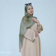 Nida Abaya with Printed Cuffs and Hijab