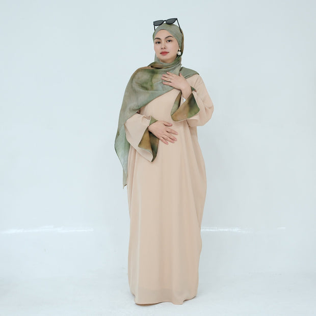 Nida Abaya with Printed Cuffs and Hijab