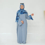 Nida Abaya with Printed Cuffs and Hijab