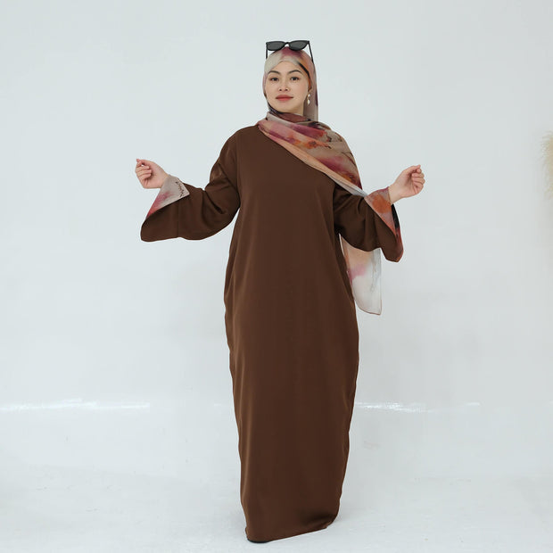 Nida Abaya with Printed Cuffs and Hijab