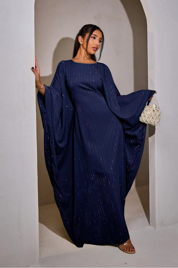 Shiny Rhinestone Butterfly Abaya