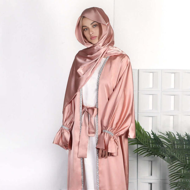 Breathable Abayas With Lining Robes And Belt 2-Piece Set