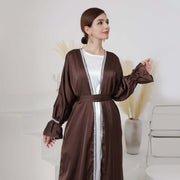 Breathable Abayas With Lining Robes And Belt 2-Piece Set