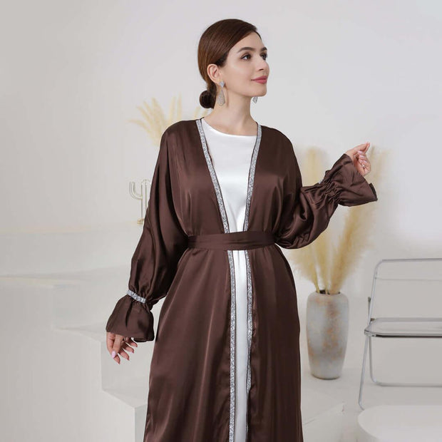 Breathable Abayas With Lining Robes And Belt 2-Piece Set