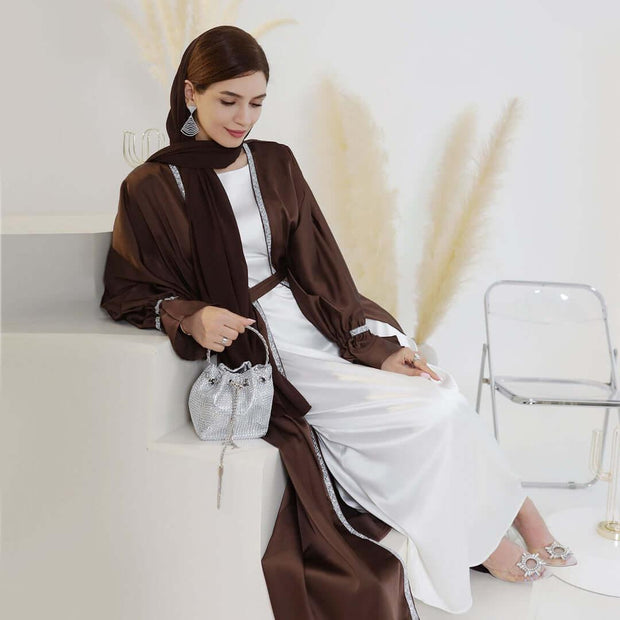 Breathable Abayas With Lining Robes And Belt 2-Piece Set