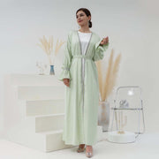 Breathable Abayas With Lining Robes And Belt 2-Piece Set