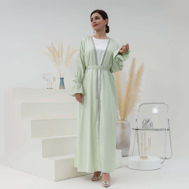 Breathable Abayas With Lining Robes And Belt 2-Piece Set