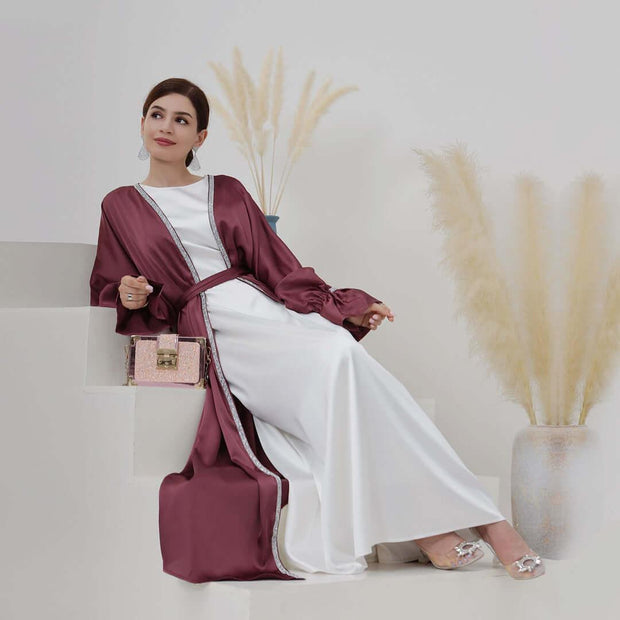 Breathable Abayas With Lining Robes And Belt 2-Piece Set
