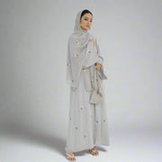 Floral Embroidery Abayas with Hijab 2-Piece Set