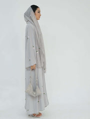 Floral Embroidery Abayas with Hijab 2-Piece Set