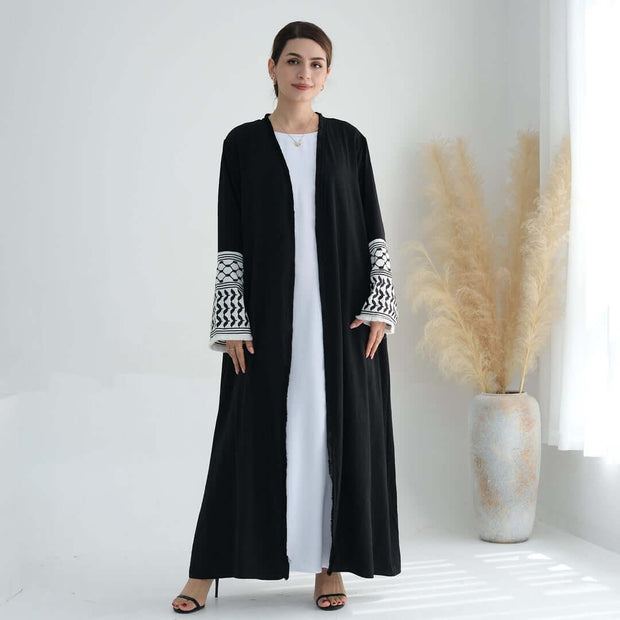 Luxury Cotton Embroidery Tassel Abaya Dress