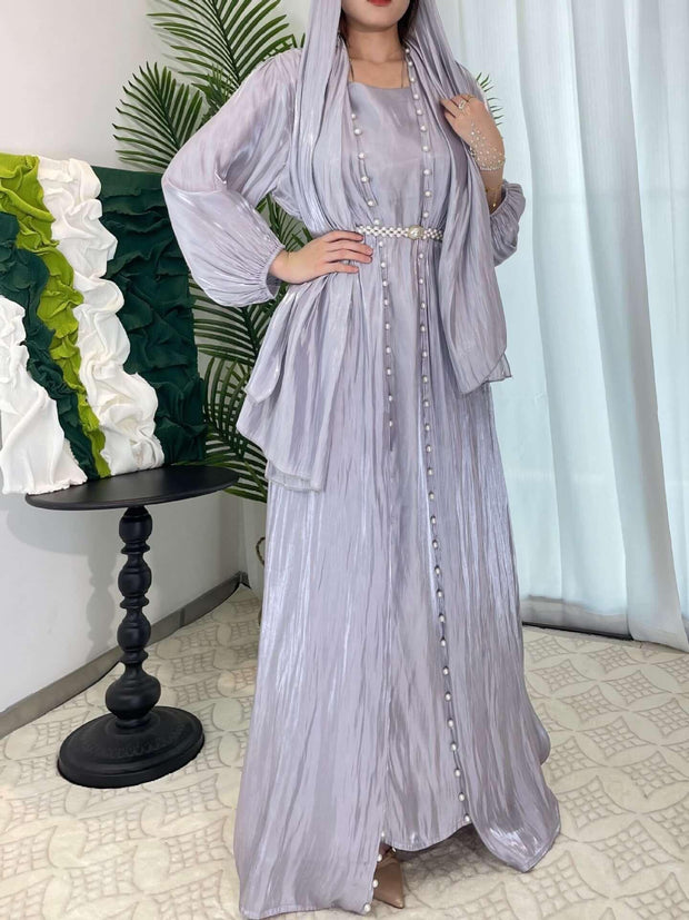 Luxury Elegant Pearl Abaya 5-Piece Set