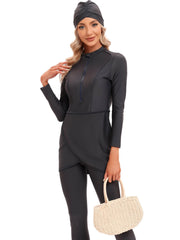 Solid Modest Burkini Swimwear 3-Piece Set – Oceana