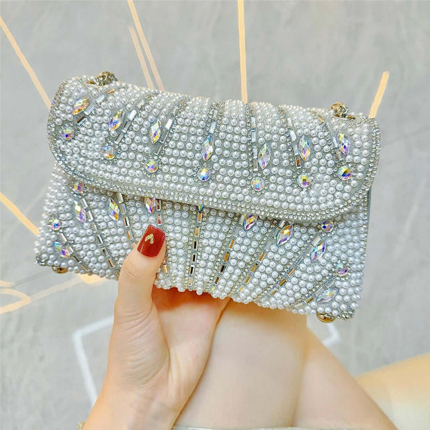 Stylish Pearl Rhinestone Handbag