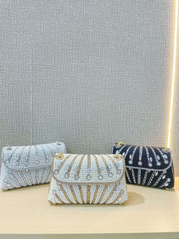 Stylish Pearl Rhinestone Handbag