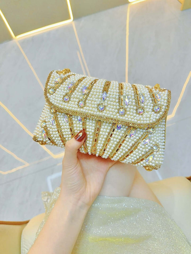 Stylish Pearl Rhinestone Handbag