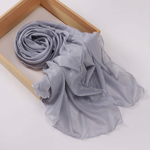 Beaded Chiffon Silver Thread Hijab