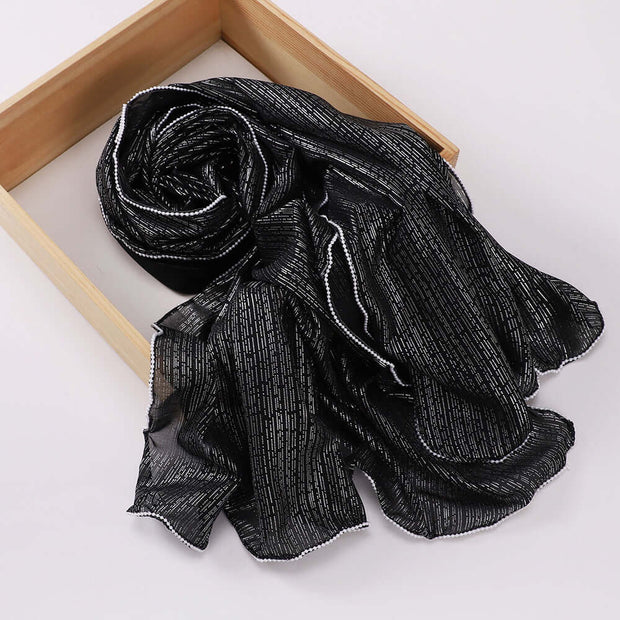 Beaded Chiffon Silver Thread Hijab