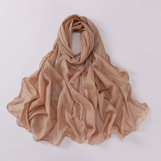 Beaded Chiffon Silver Thread Hijab