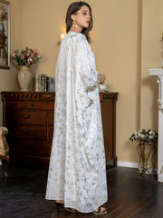 Gold Floral Patterns White Kaftan 2-Piece Set