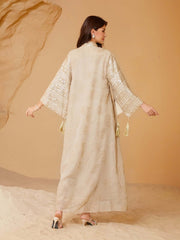 Gold Mesh Embroidered Sequin Kaftan Maxi Dress