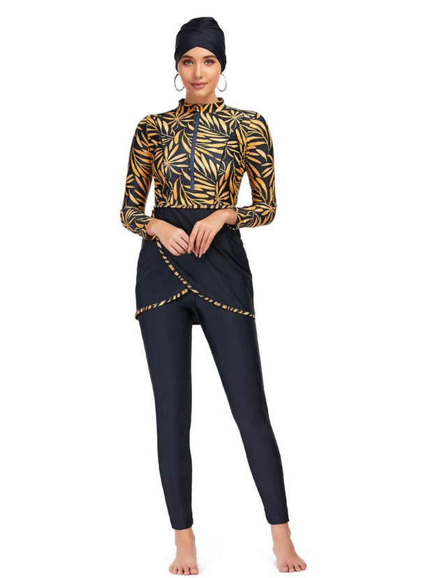 Printed Modest Burkini Swimwear 3-Piece Set – Oceana